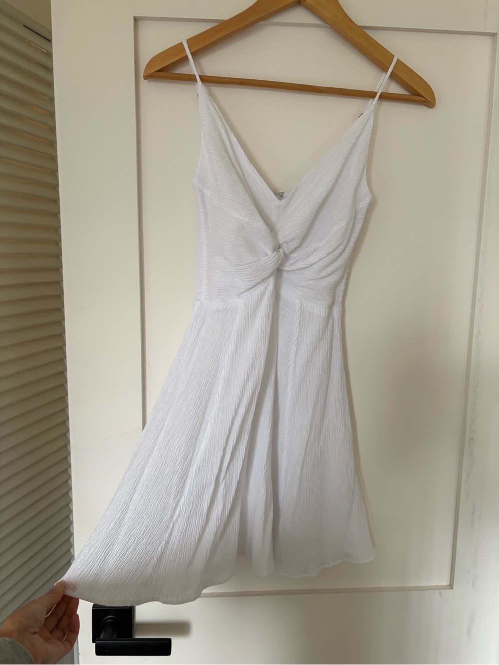 A&F White Twist-Front Spaghetti Strap Dress